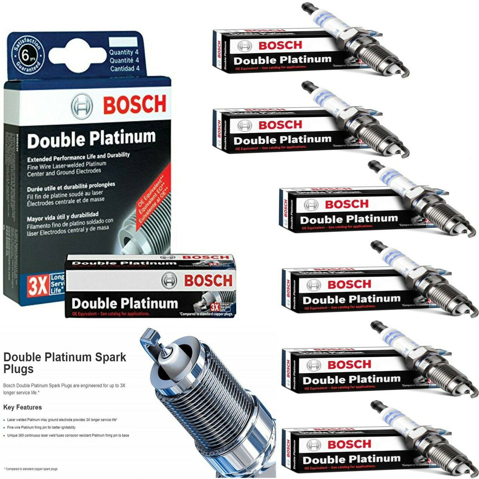 BOSCH OE Double Platinum Spark Plug 6PCS FR7NPP332 For 2006
